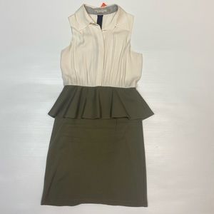 Alice + Olivia Towork! Olive Green Peplum Dress